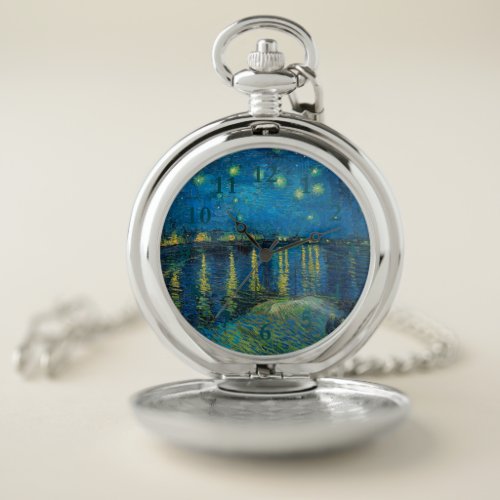 Vincent Van Gogh Starry Night Over the Rhone Pocket Watch