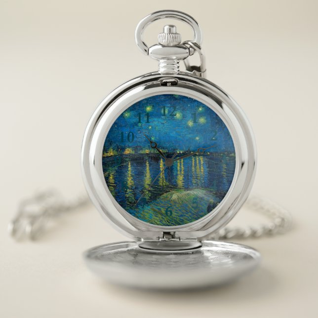 Vincent Van Gogh Starry Night Over the Rhone Pocket Watch (Inside)