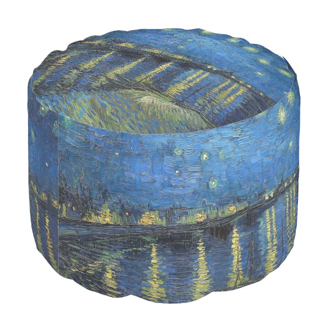 Vincent van Gogh - Starry Night Over the Rhone Pouf (Angled Back)