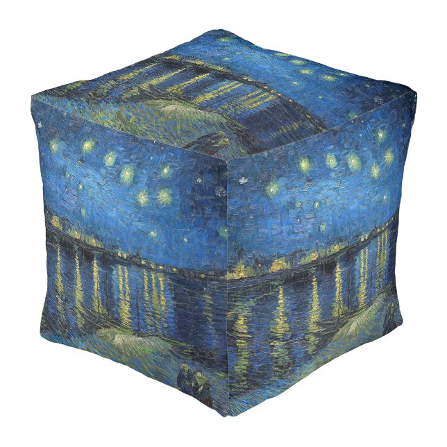 Vincent van Gogh - Starry Night Over the Rhone Pouf (Angled Front)