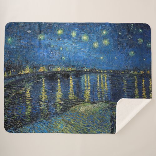 Vincent van Gogh _ Starry Night Over the Rhone Sherpa Blanket