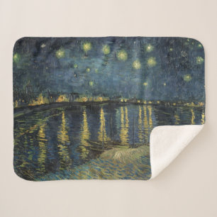 Vincent van Gogh   Starry Night Over the Rhone Sherpa Blanket