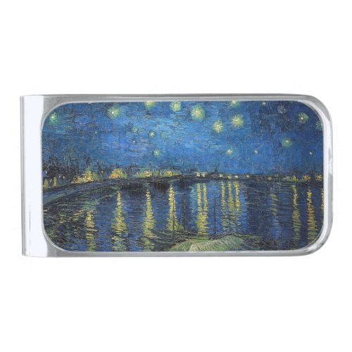 Vincent van Gogh _ Starry Night Over the Rhone Silver Finish Money Clip