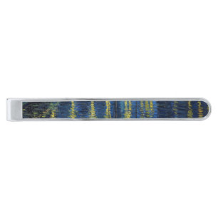 Vincent van Gogh - Starry Night Over the Rhone Silver Finish Tie Bar