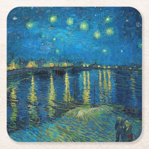 Vincent Van Gogh Starry Night Over the Rhone Square Paper Coaster