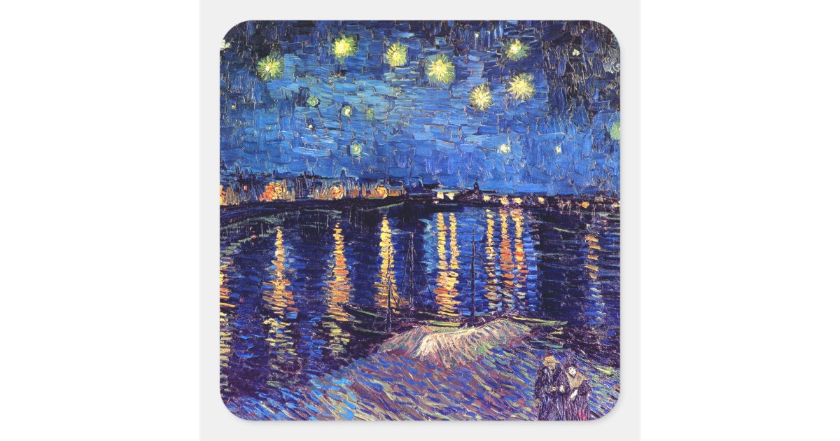 Vincent Van Gogh - Starry Night Over The Rhone Square Sticker | Zazzle