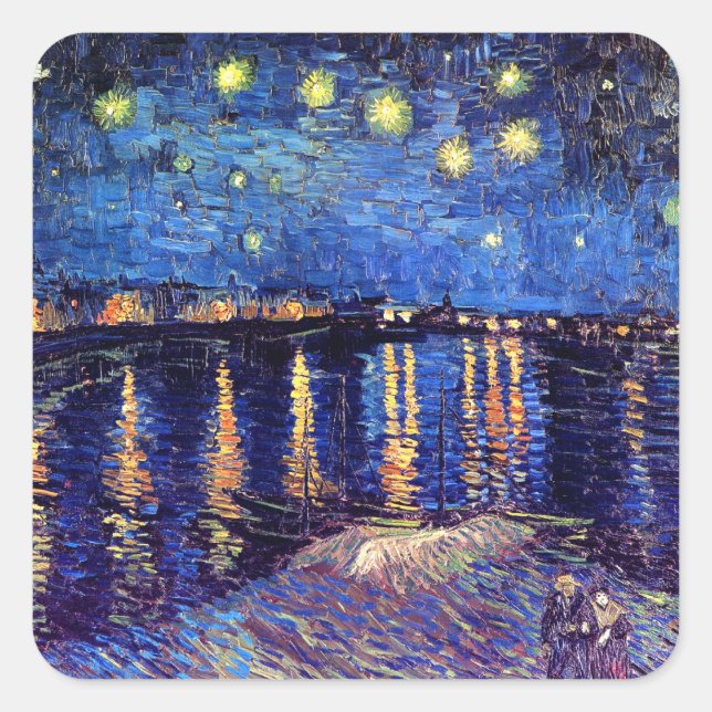 Vincent Van Gogh - Starry Night Over The Rhone Square Sticker (Front)