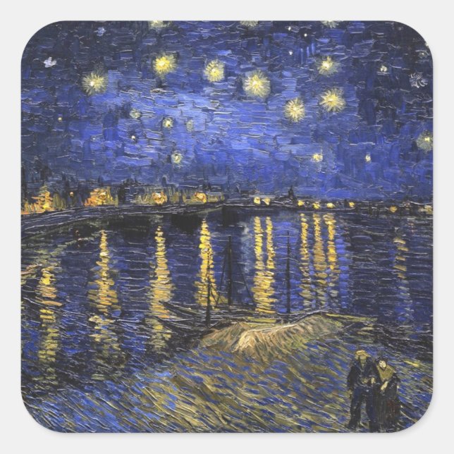 Vincent Van Gogh Starry Night Over The Rhone Square Sticker (Front)