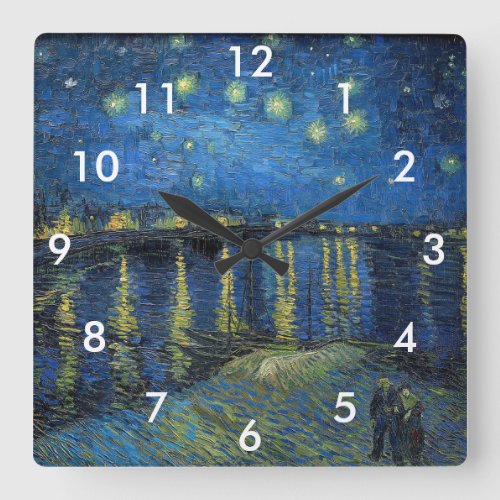Vincent van Gogh _ Starry Night Over the Rhone Square Wall Clock