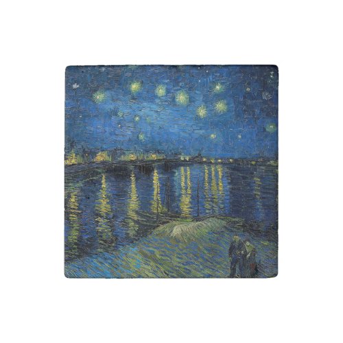 Vincent van Gogh _ Starry Night Over the Rhone Stone Magnet