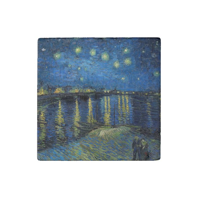 Vincent van Gogh - Starry Night Over the Rhone Stone Magnet (Front)