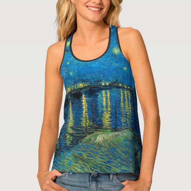 Vincent Van Gogh Starry Night Over the Rhone Tank Top (Front)