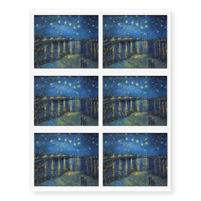 Vincent Van Gogh - Starry Night Over the Rhone Temporary Tattoos (Front)