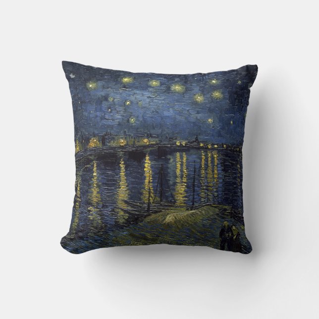 Vincent van Gogh Starry Night over the Rhone Throw Pillow (Front)