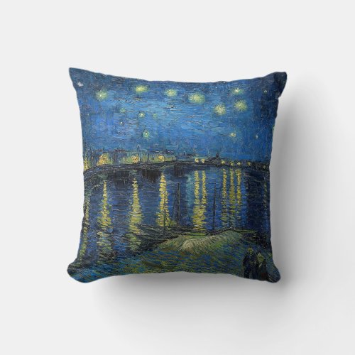Vincent van Gogh _ Starry Night Over the Rhone Throw Pillow