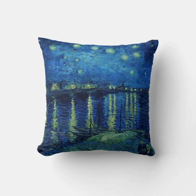 Vincent Van Gogh - Starry Night over the Rhone Throw Pillow (Front)
