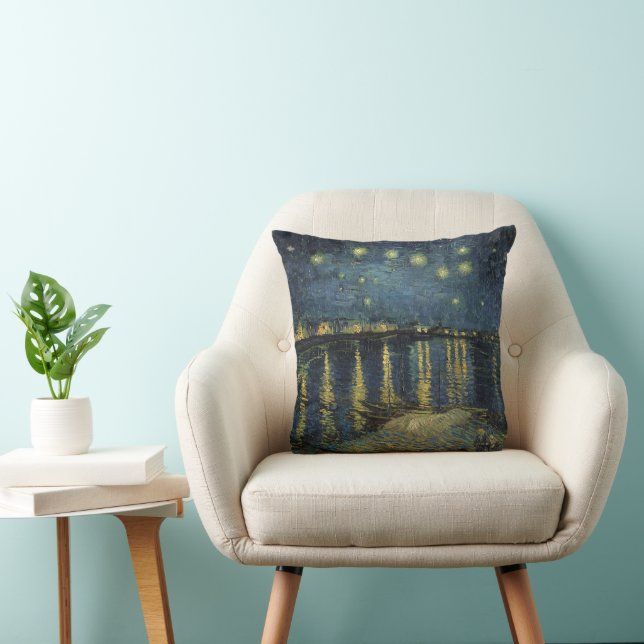 Vincent van Gogh | Starry Night Over the Rhone Throw Pillow (Chair)