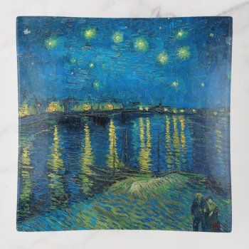 Vincent Van Gogh Starry Night Over The Rhone Trinket Tray by antiqueart at Zazzle