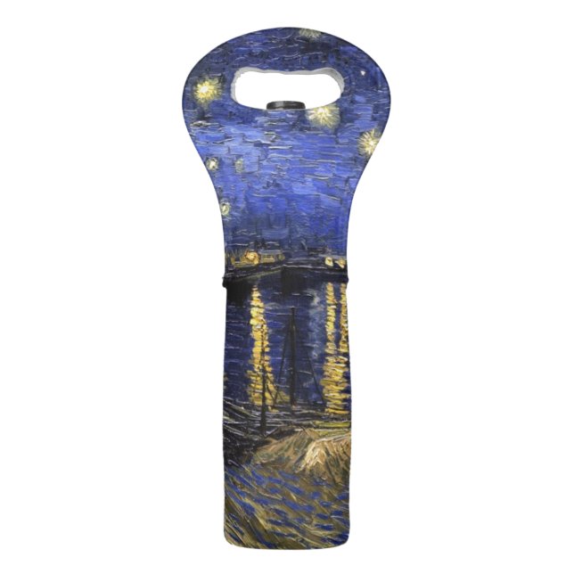 Vincent Van Gogh Starry Night Over The Rhone Wine Bag (Front)
