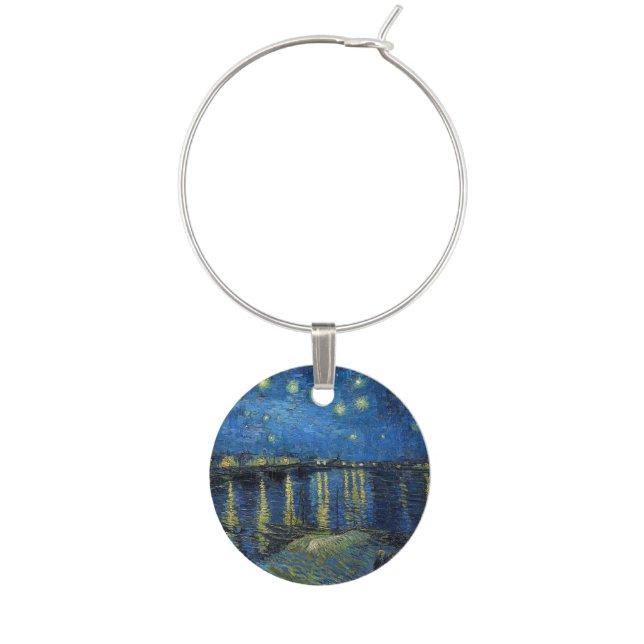 Vincent van Gogh - Starry Night Over the Rhone Wine Charm (Front)
