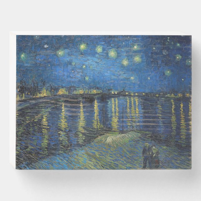 Vincent van Gogh - Starry Night Over the Rhone Wooden Box Sign (Front Horizontal)