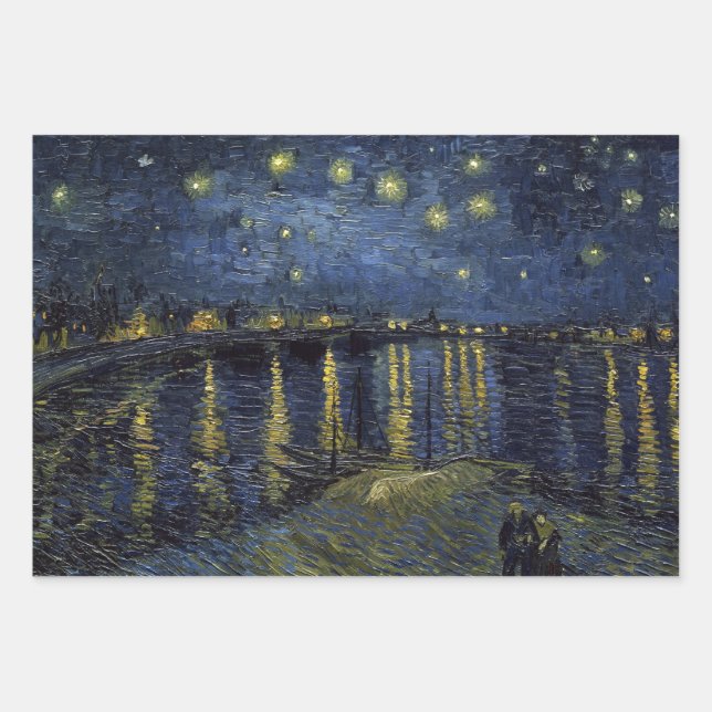 Vincent van Gogh Starry Night over the Rhone Wrapp Wrapping Paper Sheets (Front)