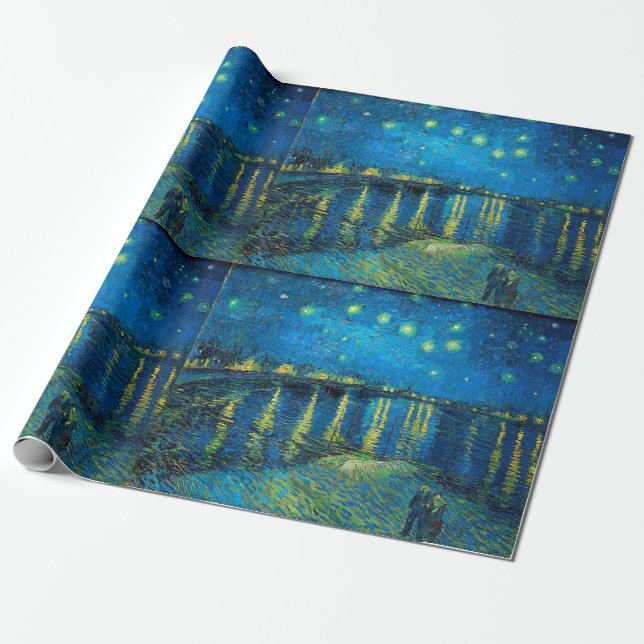 Vincent Van Gogh Starry Night Over The Rhone Wrapping Paper (Unrolled)