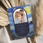 Vincent Van Gogh Starry Night Photo Wedding Invitation<br><div class="desc">Elegant modern wedding invitation featuring Vincent Van Gogh Starry Night painting and your custom photo.</div>