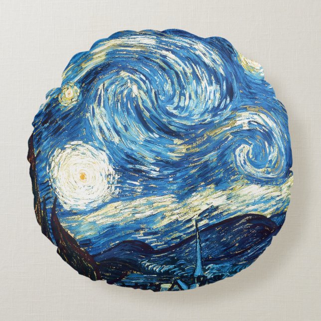 Vincent van Gogh, Starry Night Round Pillow (Front)