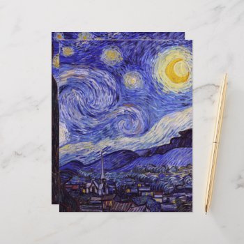 Vincent Van Gogh Starry Night Scrapbook Paper by artfoxx at Zazzle