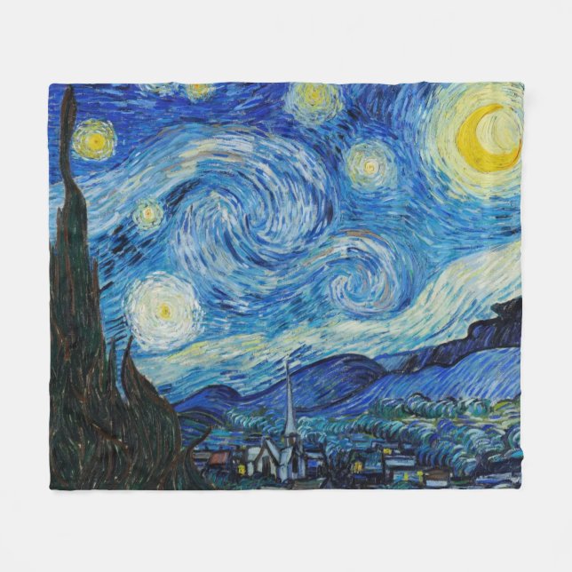 Vincent Van Gogh Starry Night Sky Fleece Blanket (Front (Horizontal))