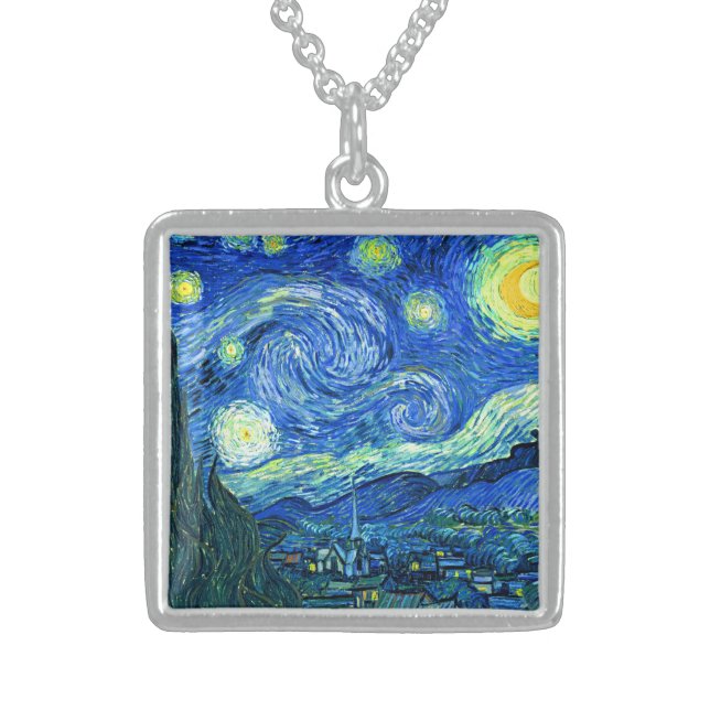 vincent van gogh starry night sterling silver necklace (Front)