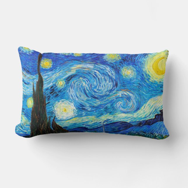 Vincent Van Gogh Starry Night vibrant painting art Lumbar Pillow (Front)