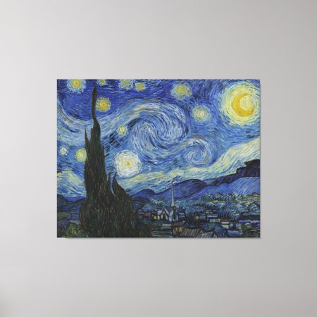 Vincent Van Gogh Starry Night Vintage Art Triptych Canvas Print