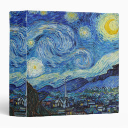 Vincent Van Gogh Starry Night Vintage Fine Art 3 Ring Binder