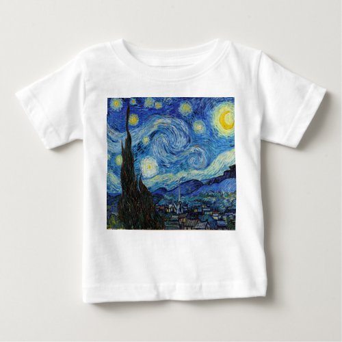 Vincent Van Gogh Starry Night Vintage Fine Art Baby T_Shirt