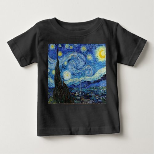 Vincent Van Gogh Starry Night Vintage Fine Art Baby T_Shirt