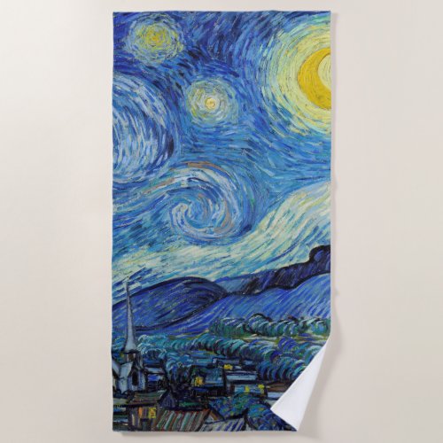 Vincent Van Gogh Starry Night Vintage Fine Art Beach Towel