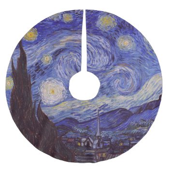 Vincent Van Gogh Starry Night Vintage Fine Art Brushed Polyester Tree Skirt by artfoxx at Zazzle