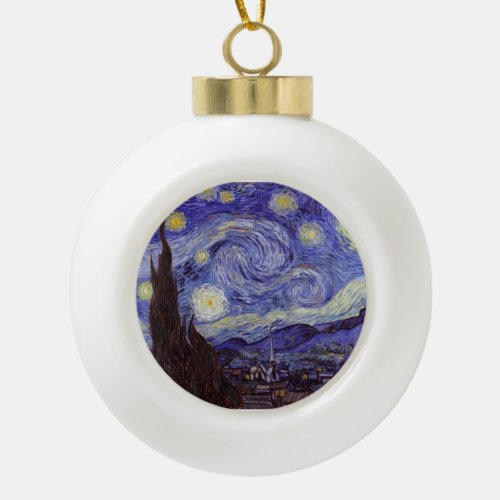 Vincent Van Gogh Starry Night Vintage Fine Art Ceramic Ball Christmas Ornament