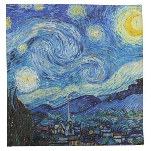Vincent Van Gogh Starry Night Vintage Fine Art Cloth Napkin