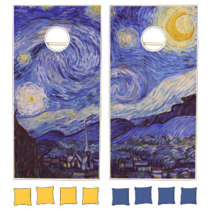 Vincent Van Gogh Starry Night Vintage Fine Art Cornhole Set