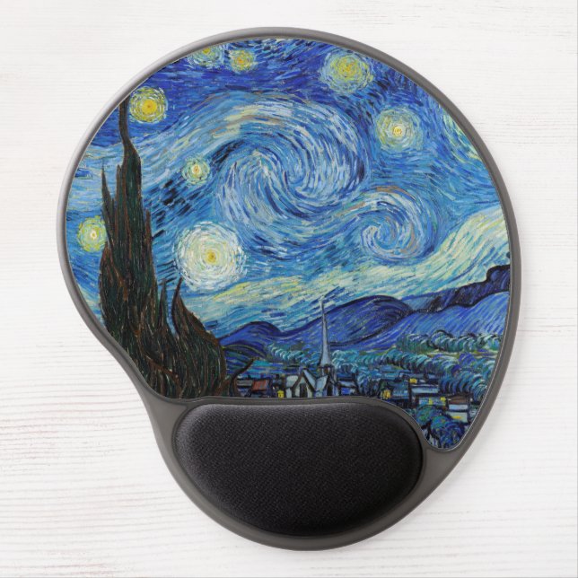 Vincent Van Gogh Starry Night Vintage Fine Art Gel Mouse Pad (Front)