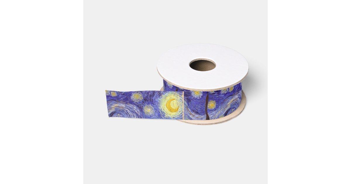 Vincent Van Gogh Starry Night Vintage Fine Art Grosgrain Ribbon | Zazzle