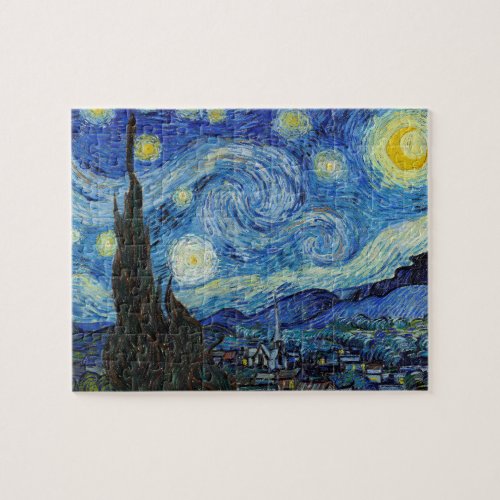 Vincent Van Gogh Starry Night Vintage Fine Art Jigsaw Puzzle