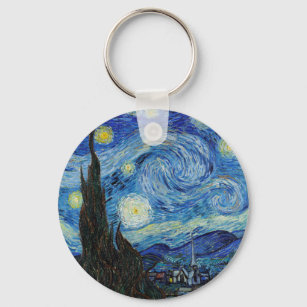 Vincent Van Gogh Starry Night Vintage Fine Art Keychain