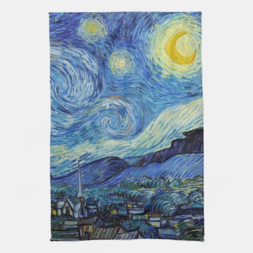 Vincent Van Gogh Starry Night Vintage Fine Art Kitchen Towel