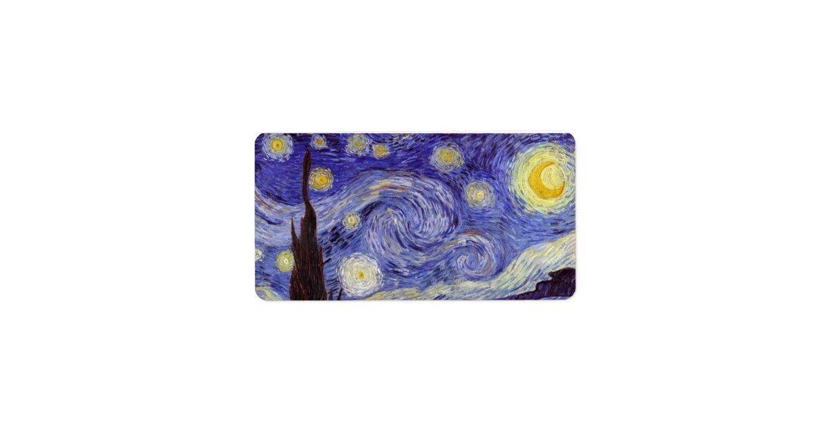 Vincent Van Gogh Starry Night Vintage Fine Art Label | Zazzle