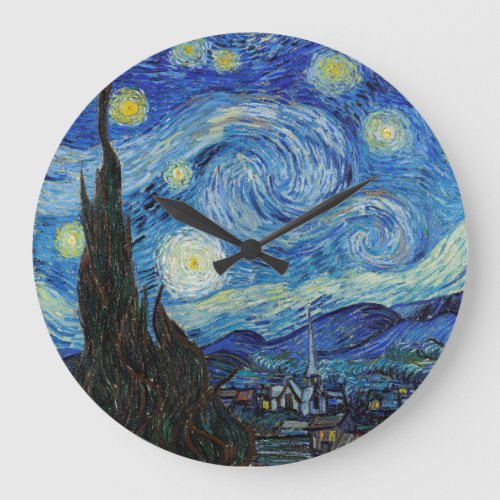 Vincent Van Gogh Starry Night Vintage Fine Art Large Clock