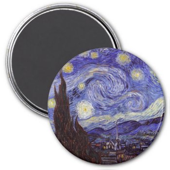 Vincent Van Gogh Starry Night Vintage Fine Art Magnet by artfoxx at Zazzle